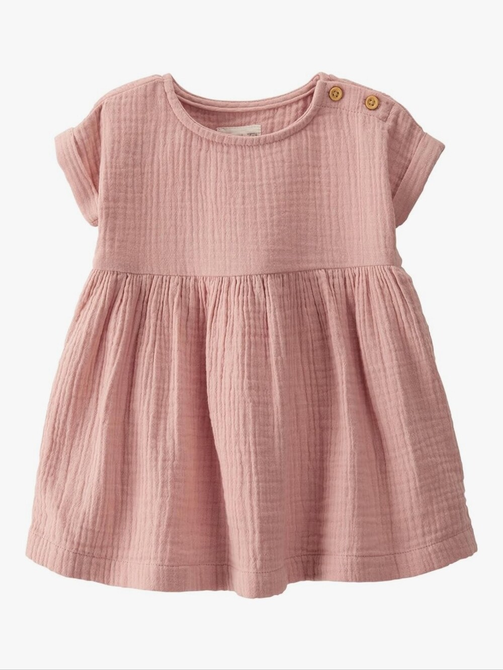 100% Organic Cotton Soft Pink Muslin Baby Dress with Bloomer